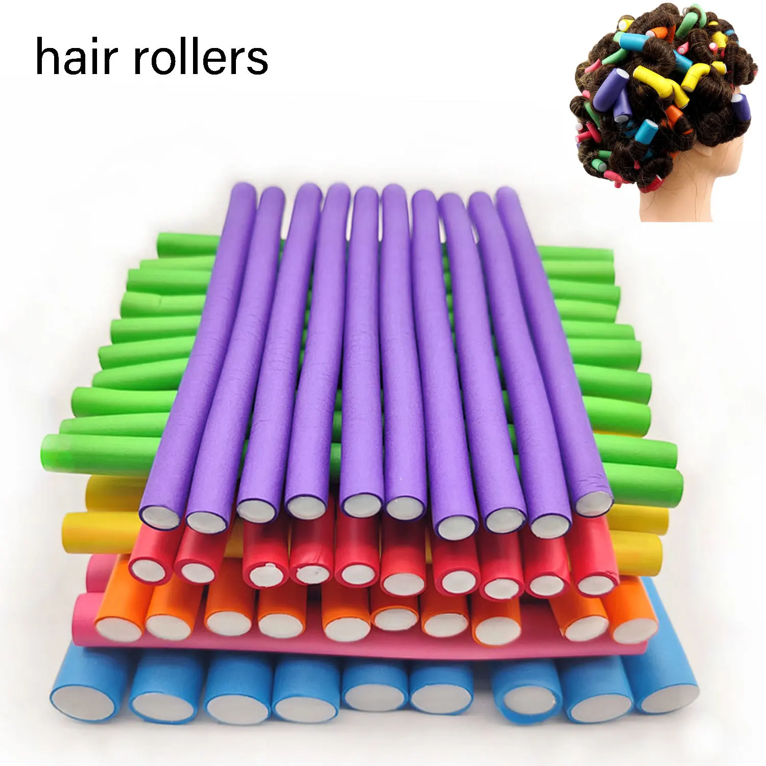 10 pçs flexível haste de ondulação do cabelo rolos de cabelo fabricantes espuma macia bendy torção cachos flexi rolos ferramentas estilo rolo de cabelo sem calor
