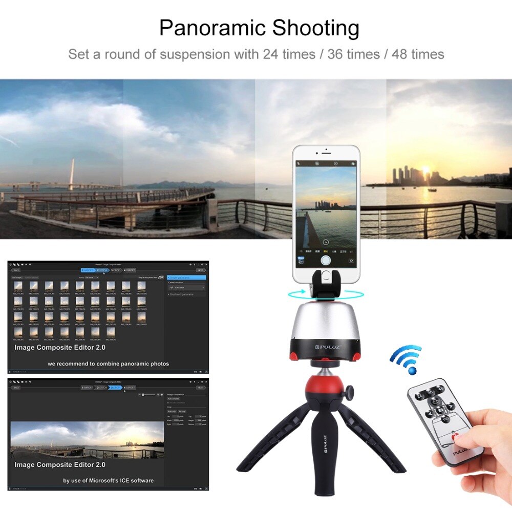 PULUZ Elektronische Stativ 360 Grad Rotierenden Panorama Stativ Kopf w/h Fernbedienung Für GoPro Iphone Smartphone DSLR Kameras