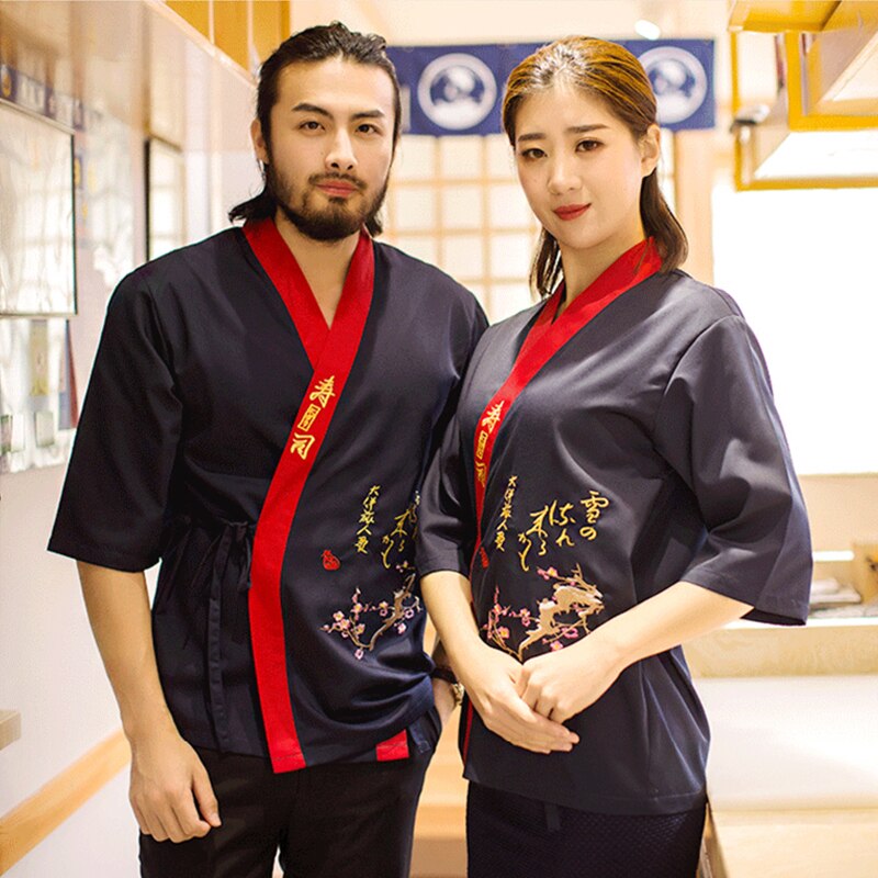 Sushi Chef Coat Japan Cuisine Uniform Unisex Cooking Shirt Hotel Kitchen Jacket Korean Barbeque Restaurant Waiter Work Clothes: XL