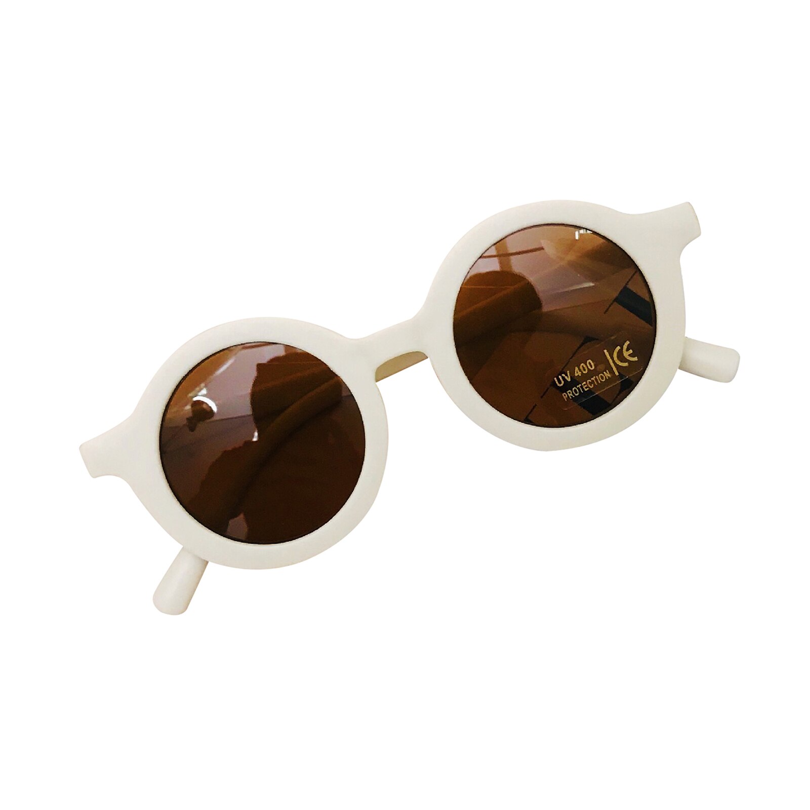 Gafas de sol redondas para niños y niñas, anteojos de sol adorables para bebés, con aspecto al aire libre,: Blanco
