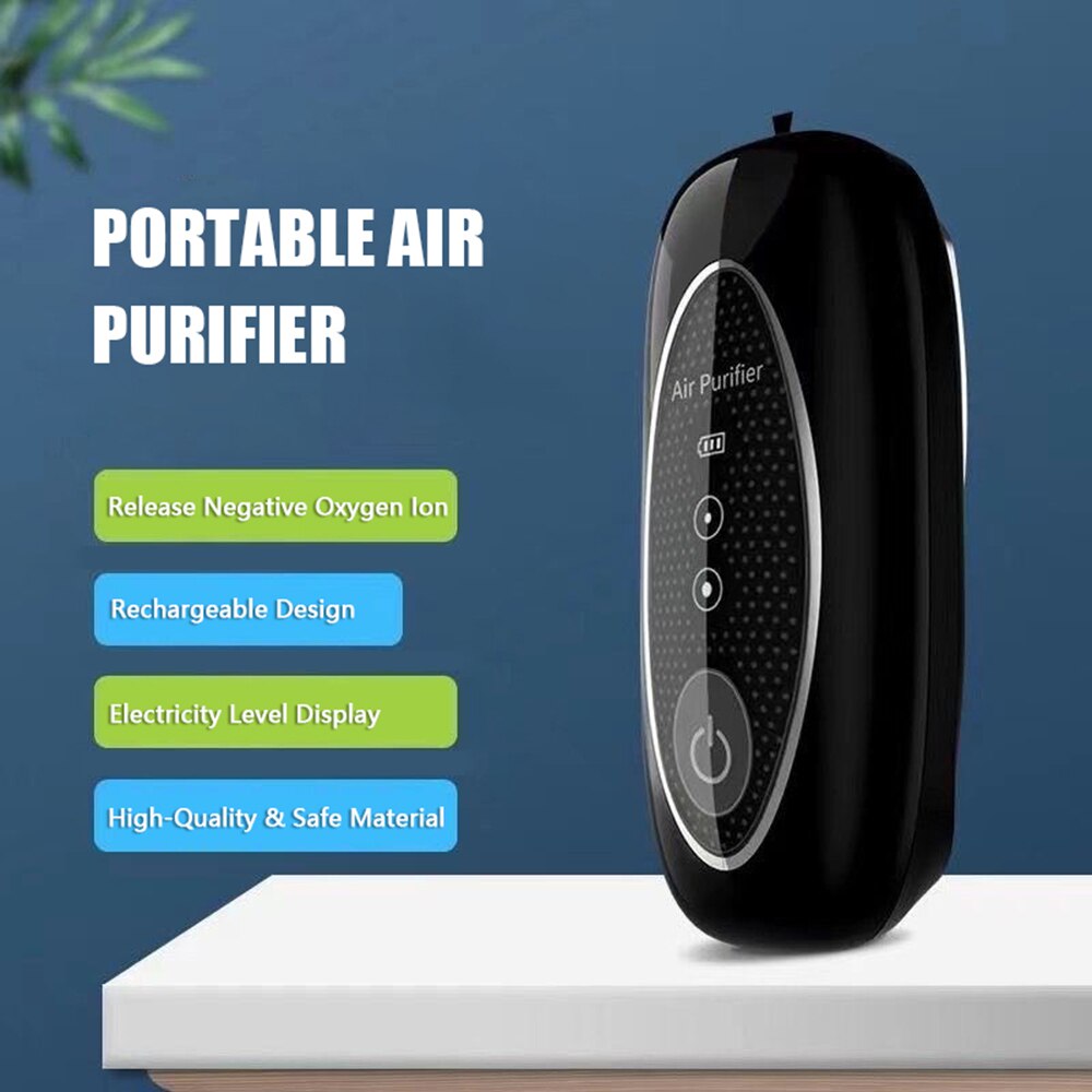 Portable Home Air Purifier Wearable Air Cleaner Remove Formaldehyde PM2.5 Pet Hair Rechargable Quiet Air Freshener