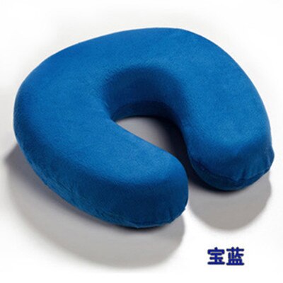 Zachte U Vormige Trage Rebound Memory Foam Reizen Nek Kussen Voor Office Vlucht Reizen Katoen Kussens Head Rest Kussen: Sapphire blue