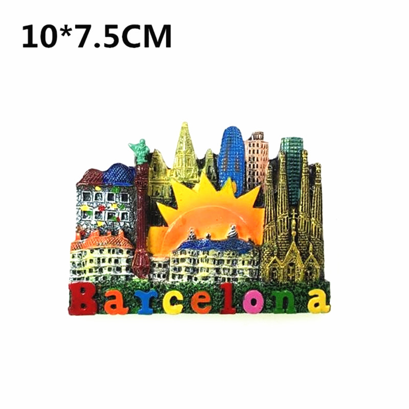 Imanes turísticos para nevera de España y Barcelona, artículos de decoración de recuerdo, Colección magnética artesanal,: aes21090013