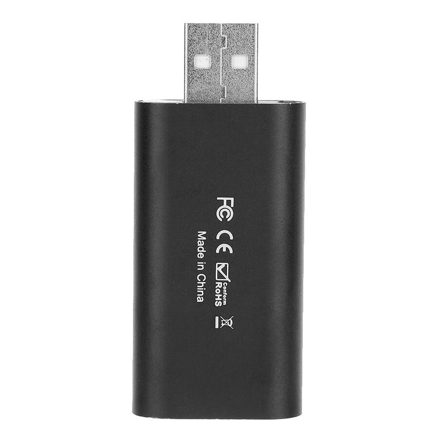 Usb 2.0 hdmi hd videooptagelseskort mini bærbar adapter sort til pc computer videooptagelseskort