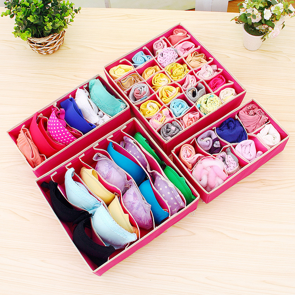 Underwear Bra Storage Box, Foldable Fabric Closet Organizer Drawer Closet Organizers Boxes for Underwear Scarves Socks Bra ect.