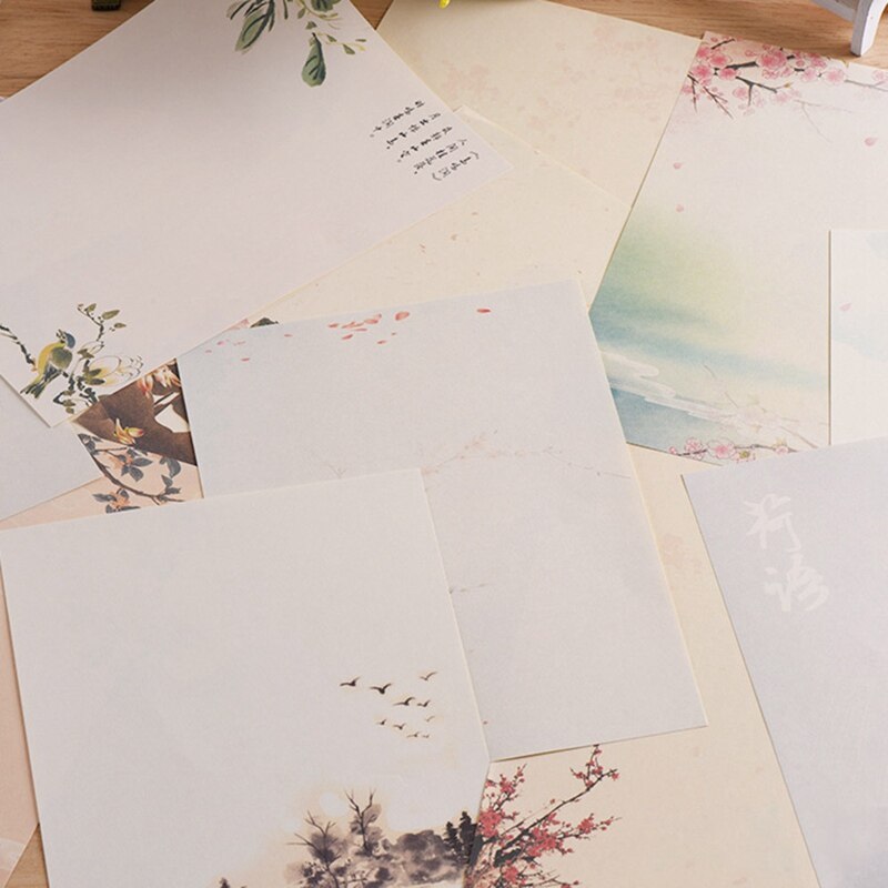 8 piezas estilo chino antiguo Vintage Retro escritura papel carta Set Oficina escuela suministros papelería estudiante