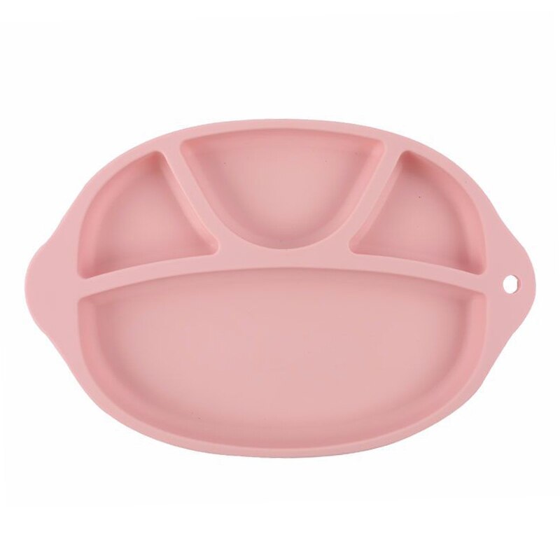 Plato de silicona anti-calientes para la cena del bebé, plato antideslizante de Color caramelo para la alimentación de los niños pequeños, Mantel Individual, Bol, vajilla para niños: Pink Plate