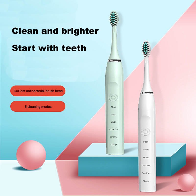 gollinio Sonic Electric Toothbrush Adult Timer Brush 5 Mode USB Charger Rechargeable Tooth Brushes Replacement Heads Set GL12A