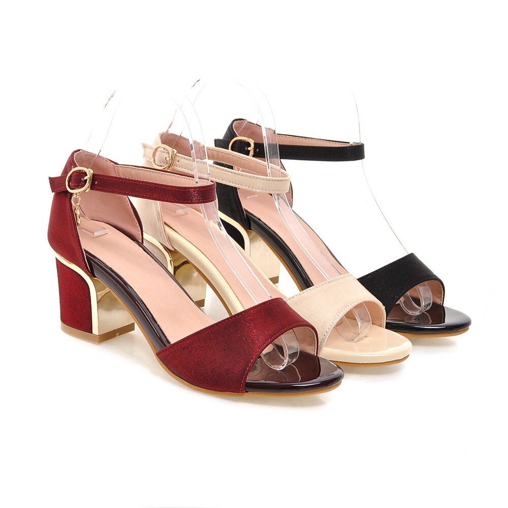 MORAZORA cover heel summer women shoes with buckle flock high heels square heel casual female sandals