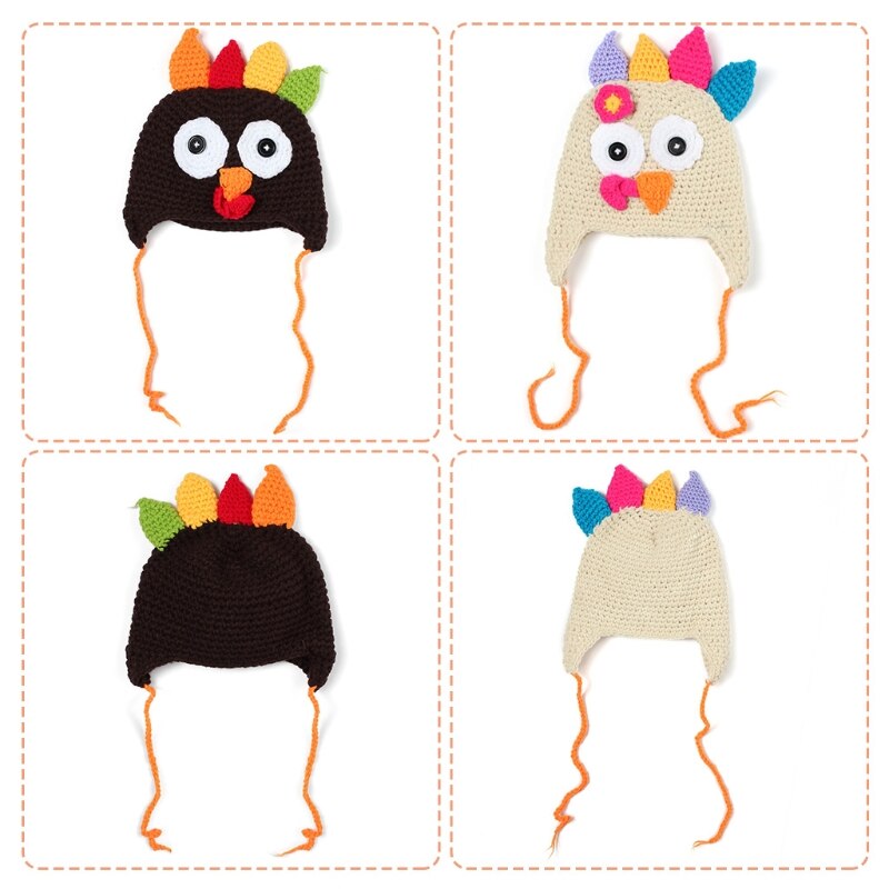 Enfants bébé dessin animé chapeau drôle dinde Thanksgiving Costume fête bonnet tricoté
