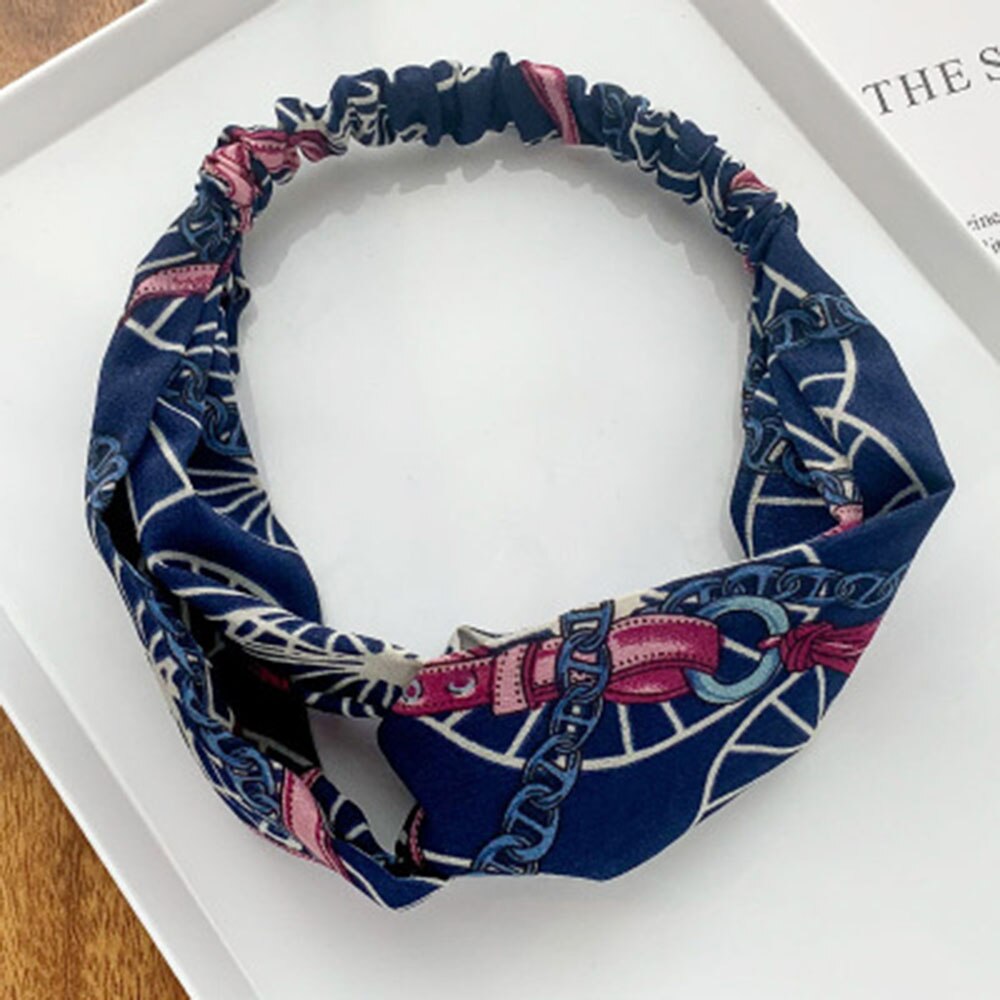 Headband Cross Knotted Bow Chiffon Floral Hair Band Korea Headdress Women Hair Accessories Girls Hairband: 4