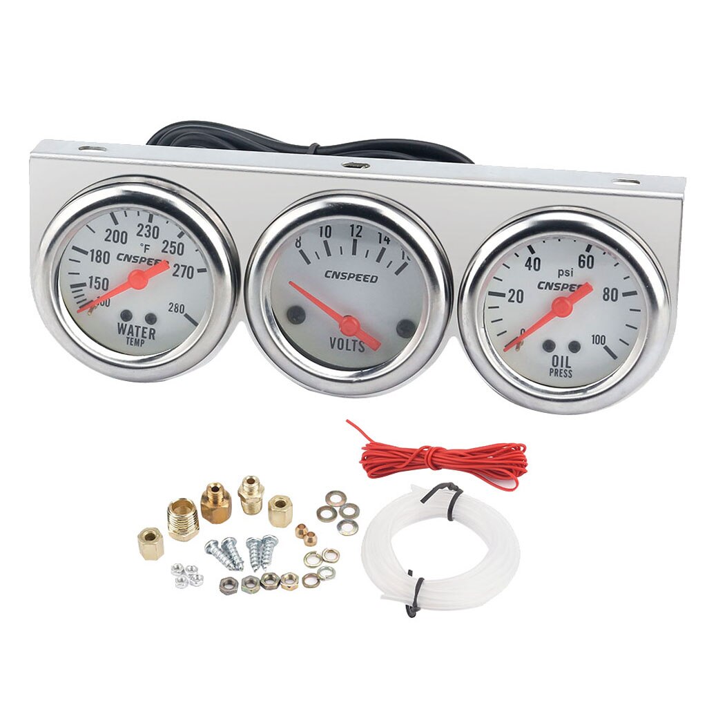 2Inch 52mm 12V Electric Water Temp + Oil Pressure + Voltage Meter Gauge Car