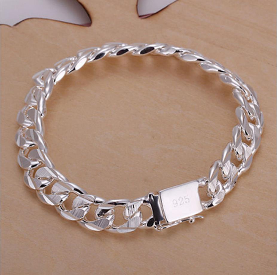 Hommes Hip Hop chaîne cubaine Bracelet 925 en argent Sterling mâle Hiphop bracelets cubains breloque bijoux