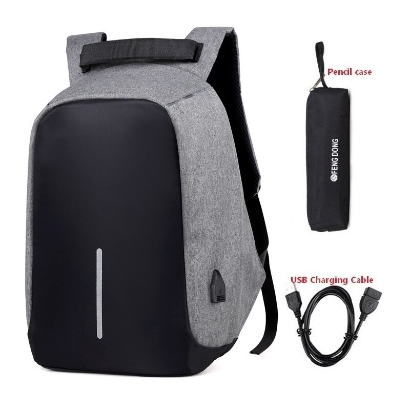 15.6 inch Laptop Backpack Teenager Male Mochila USB Charging Anti Theft Backpack Travel Waterproof School Bag School Backpack: Set 6