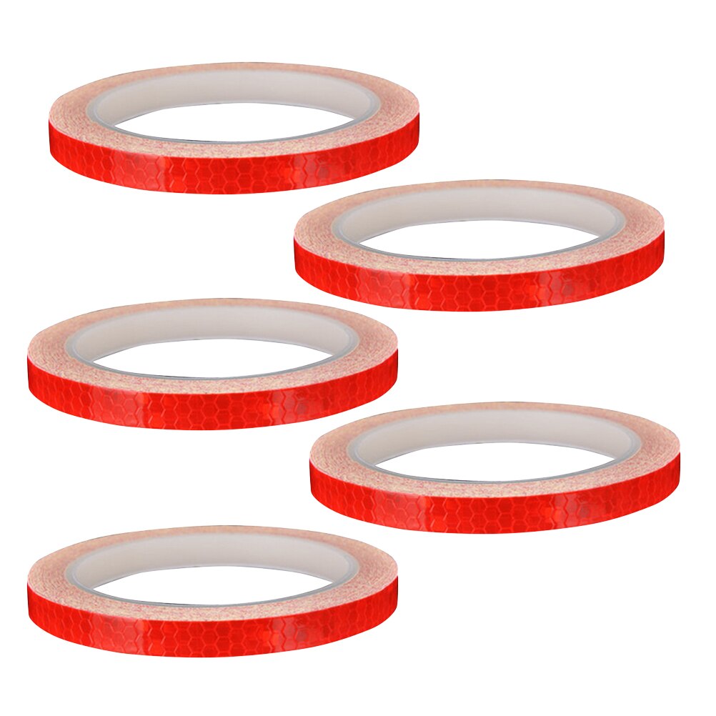 5Pcs Fiets Wiel Reflecterende Stickers Veiligheid Accessoires Tape Rim Stickers Waarschuwing Strips Voor Fietsen Wiel (Rood)