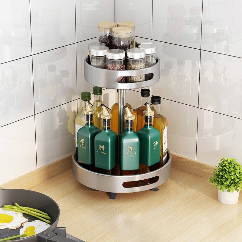 Rotating Kitchen Seasoning Rack Table Top Table Top Seasoning Corner Oil Salt Sauce Vinegar Shelf Storage Artifact