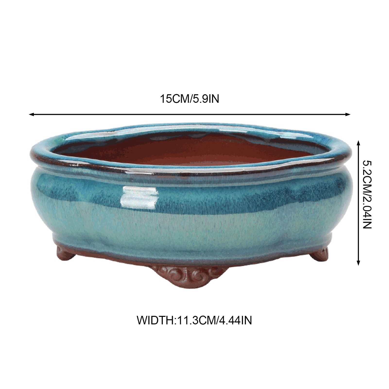 Pot de fleur succulente en céramique, Pots de bonsaï en poterie de Style chinois avec trou de vidange, pierre de grès violette pour décoration de bureau et de maison: WHITE