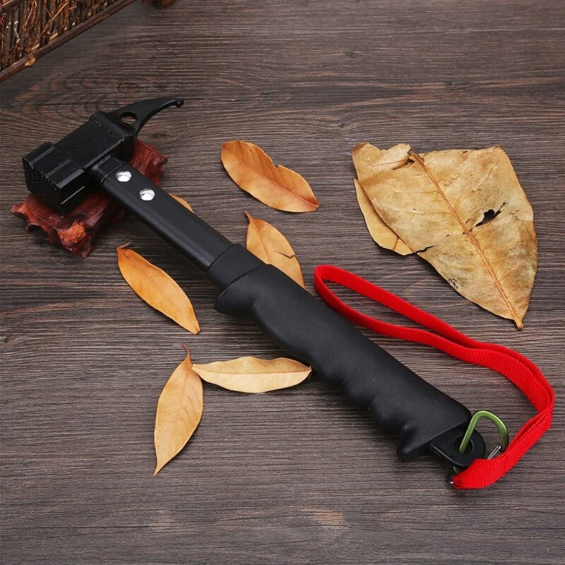 Martillo para acampada multifunción, para senderismo, pesca, montañismo, escalada, antioxidante