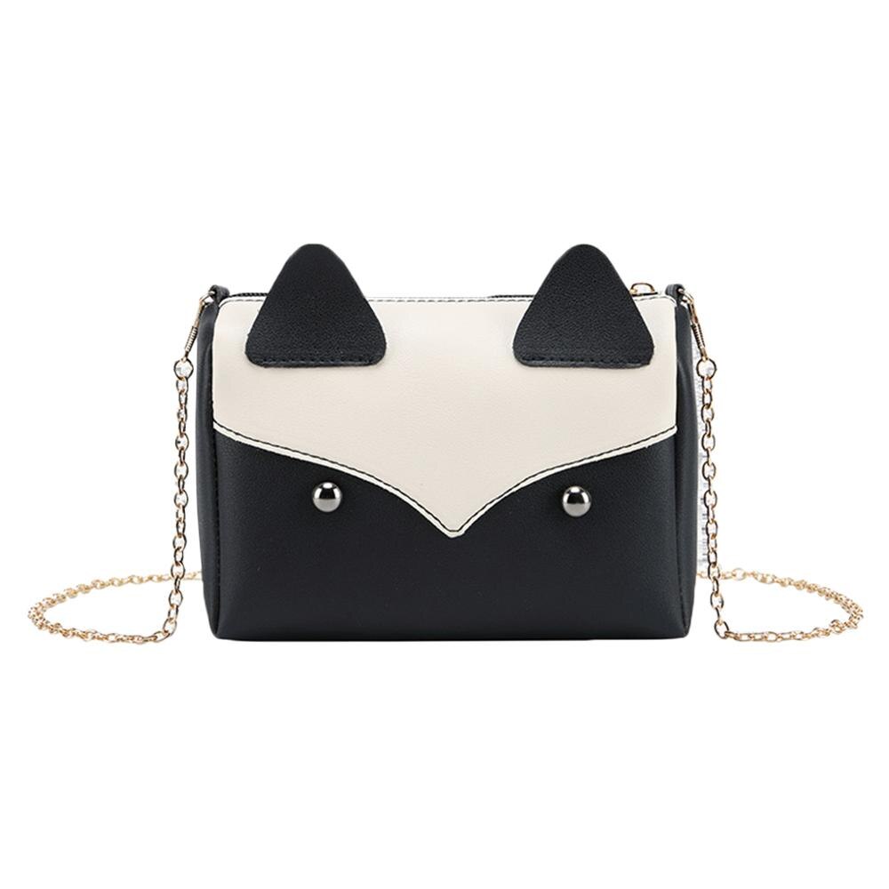 Damesmeisjes schattige cartoon patronen handtas kleine pu leren ketting riem crossbody schoudertas