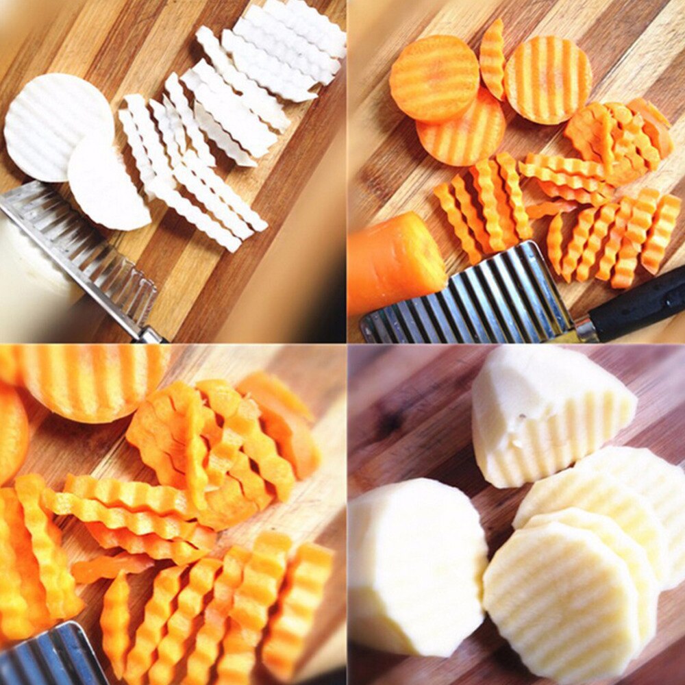 Snijden Aardappel Cutter Keuken Gadget Golvende Randen Rvs Groente