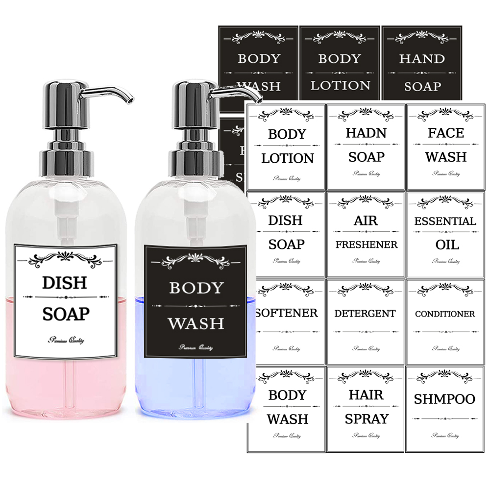 Étiquettes distributeur de savon étanche, étiquette autocollante, ferme, salle de bain, cuisine, savon pour les mains, shampoing, Lotion, après-shampoing, 12 pièces/ensemble