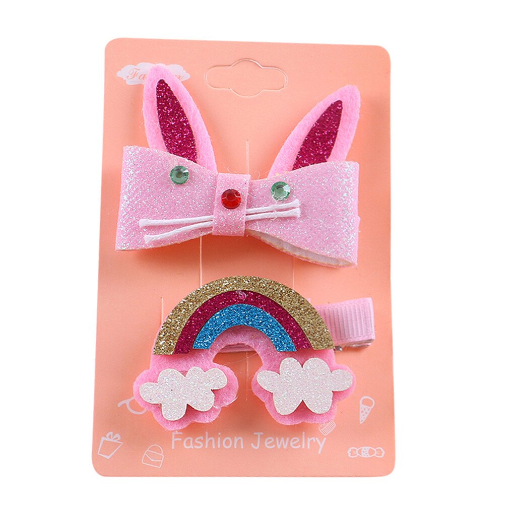 Crianças infantil bebê meninas dos desenhos animados arco-íris hairclip hairpin barrettes headwear conjunto infantil bebê meninas hairclip acessórios do bebê