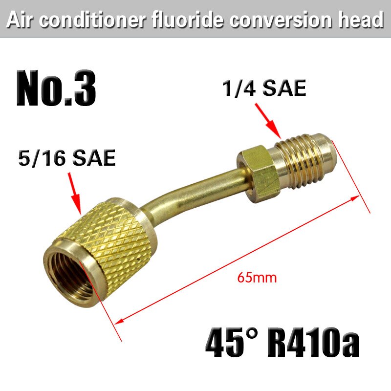 Cabeça de fluoreto de ar condicionado r410a r22 junta mais adaptador de tubo líquido conector refrigerante especial 90 graus conversor sio: NO.3
