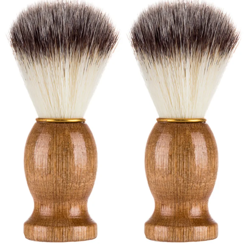 Naturlig grevlinghår barberkost til menn barbersalong menn ansiktsskjeggrengjøringsapparat barberverktøy barberhøvelbørste med trehåndtak: Oransje