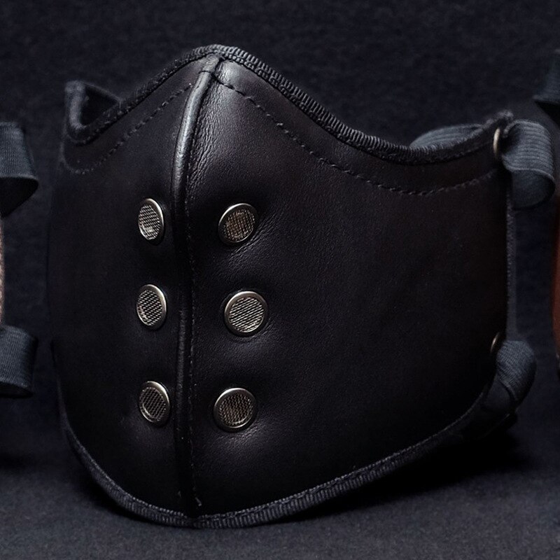 retro PU Leder Motorrad Maske Jahrgang Motorrad Reiten Helm Maske: Schwarz