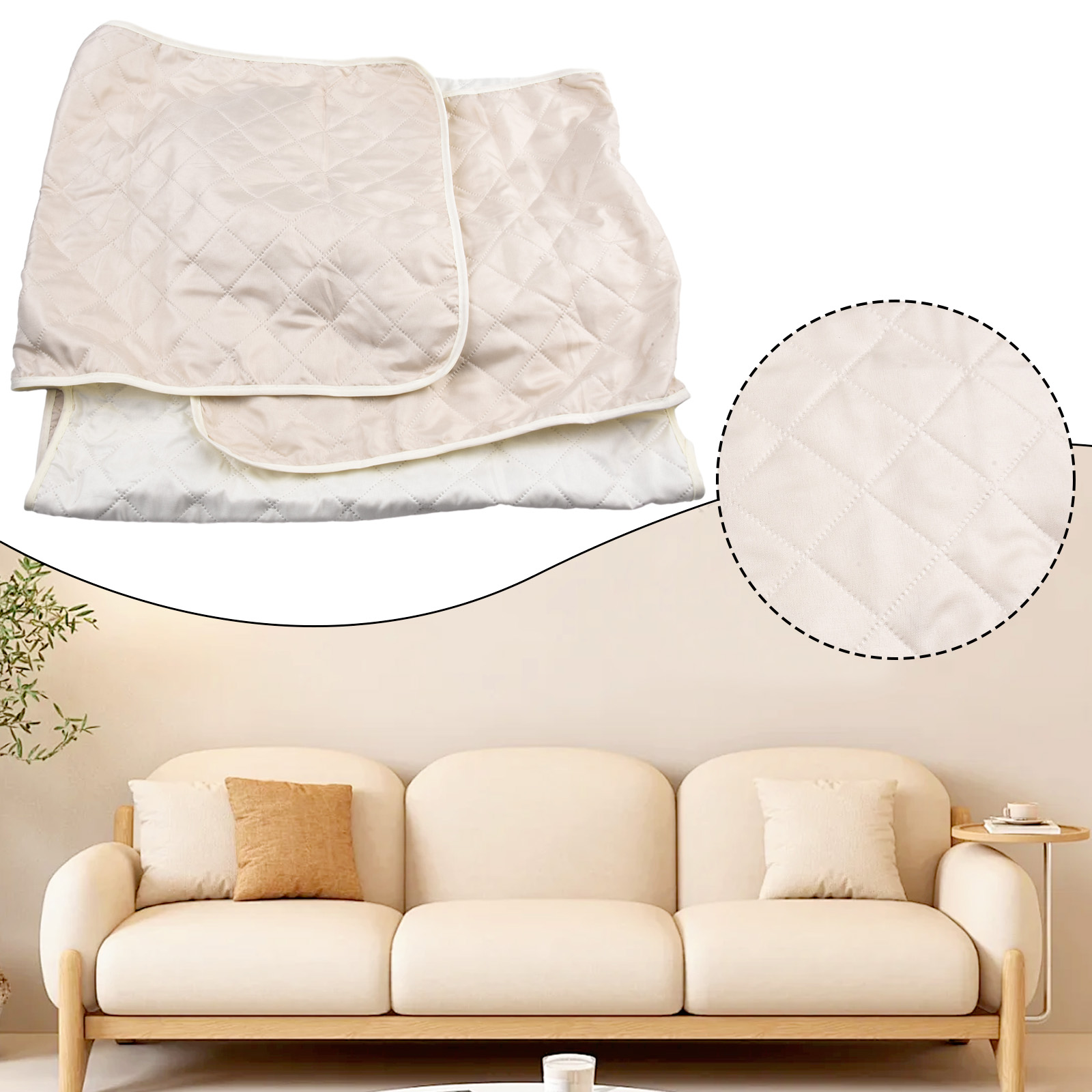 Fundas de sofá Protector acolchado antideslizante, funda protectora para muebles, decoración para el hogar y la sala de estar, lavable para rascar mascotas: Blanco