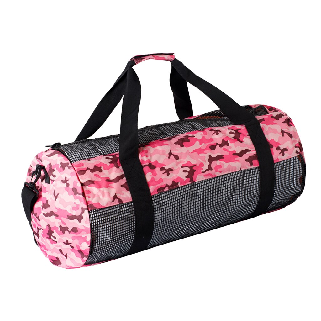 Tunge mesh duffeltaske vandsport mesh rullepose til dykning sejling surfing strand spil: Camo pink