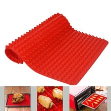 Pyramid Silicone Microwave Oven Roasting Mat Red Pyramid Pan Silicone Non Stick Reducing BBQ Mat Kitchen Baking Tray Cooking Pad