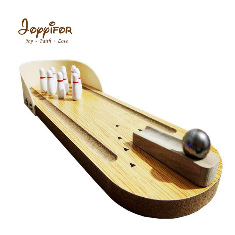 FGHGH Creatieve Spelletjes Mini Houten Miniatuur Bowlingbal Set voor Kids Volwassenen Party Fun Decompressie Spel om Vrienden Beste