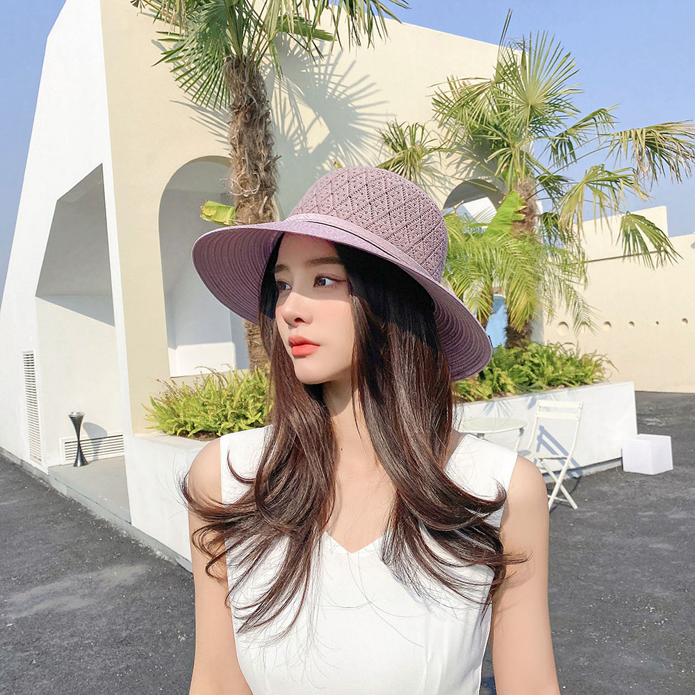 Sombrero de paja con ventilación para mujer, sombrero de paja con visera para senderismo, Accesorios de playa