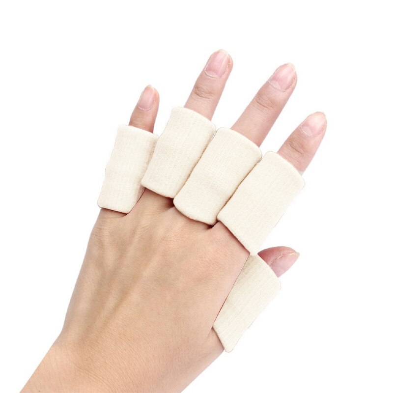 Mtatmt 10 stk / sæt finger ærmer understøtter tommelfingerbøjle beskytter åndbart elastisk fingertape til basketball, tennis, baseball: Hvid
