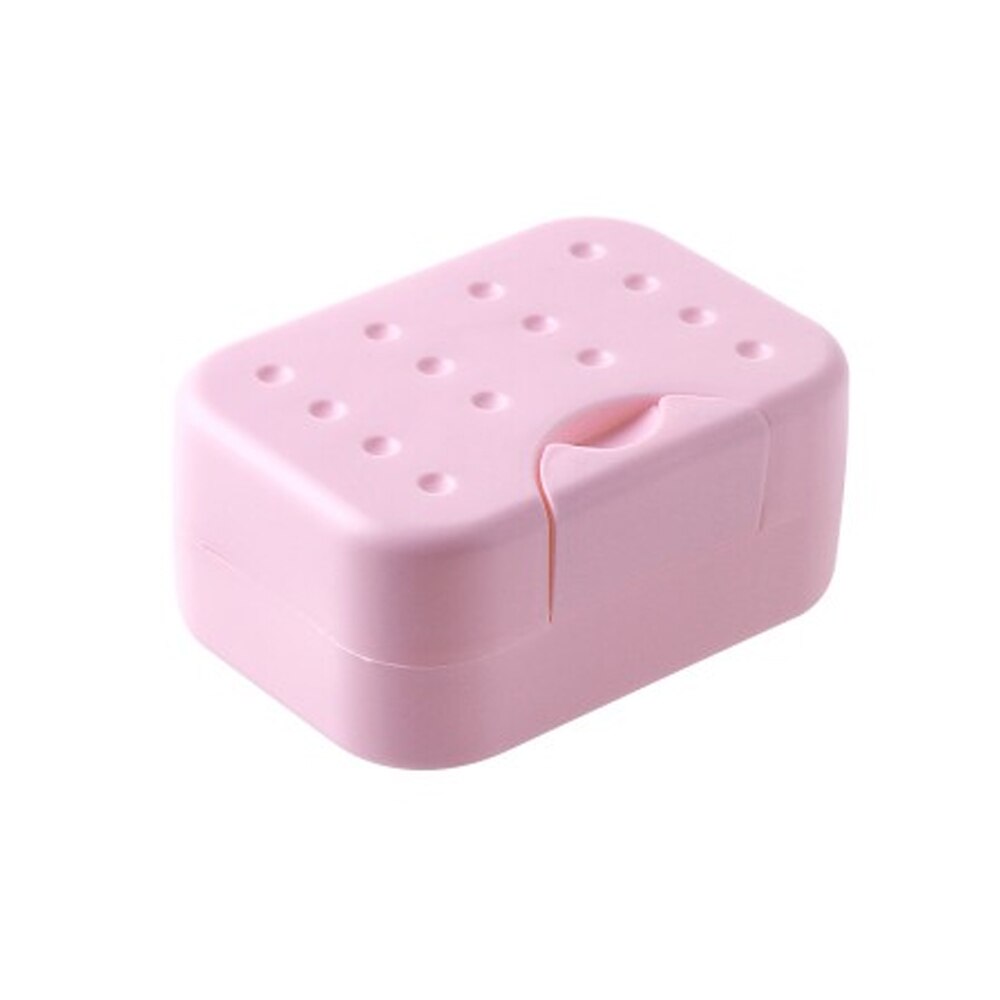 2 stuks draagbare reisbadkamer plastic vierkante zeepdoos doos schotel houder container 10.5 * 7.5 * 5cm zeepdozen: Roze