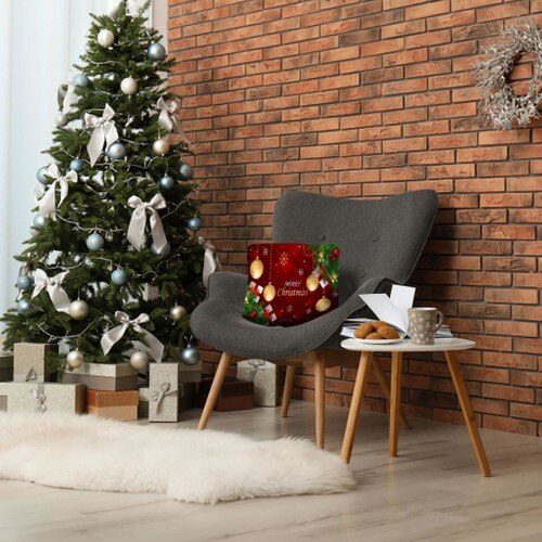 Henge ornamentos de natal presentes de natal ramos com almofada de ouro vermelho travesseiro decorar caso
