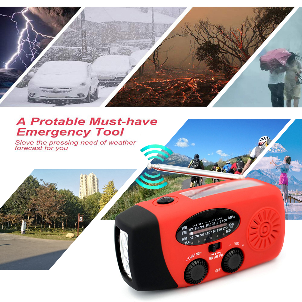 2000Mah Portable Hand Radio Solar Crank Dynamo Powered Am/Fm/Noaa Weather Radio Gebruik Emergency Led Zaklamp en Power Bank