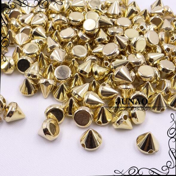 JUNAO-tachuelas y pinchos de Color plateado para costura, remache Punk para ropa de cuero, accesorios decorativos, 8mm, 500 Uds.: Gold