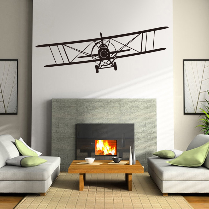 Autocollant Mural Rétro d'Avion pour Décoration de Fond de Chambre d'Enfant, Papier Peint d'Art, Décalcomanies d'Avion, de Maison