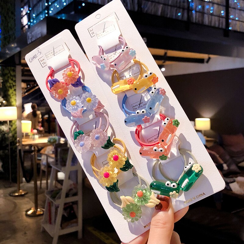 15/20 Pcs/Bag Children Cute Colors Cartoon Fresh Fruit Flower Elastic Hair Bands Girls Acrylic Rubber Bands Kid Hiar Accessories