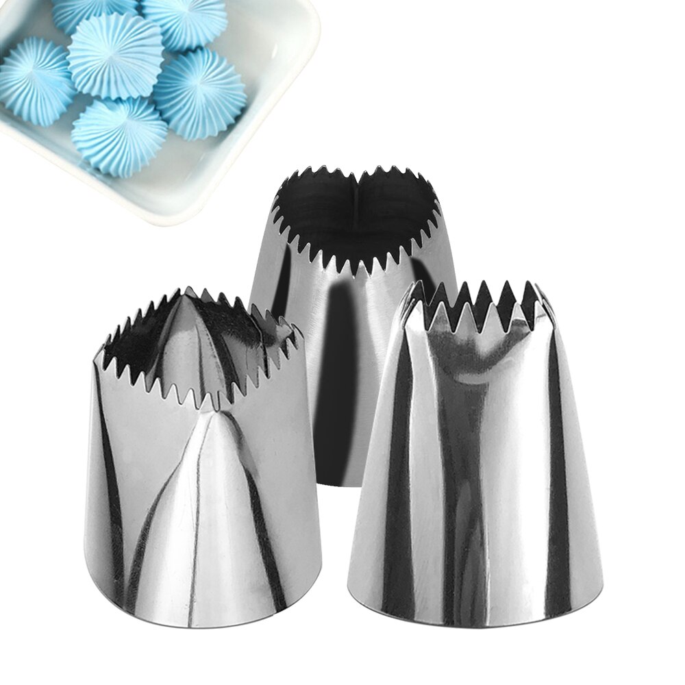 3 stks/set Rvs Icing Piping Nozzles Pastry Cake Nozzles Hartvorm Russische Piping Tips Keuken Cake Decorating Gereedschap