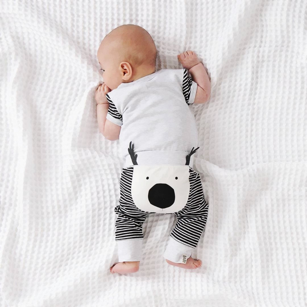 Spædbarn dejlig baby børn piger drenge bukser afslappet søde tegneseriedyr højtaljede haremsbukser underbukser trussebukser babybukser