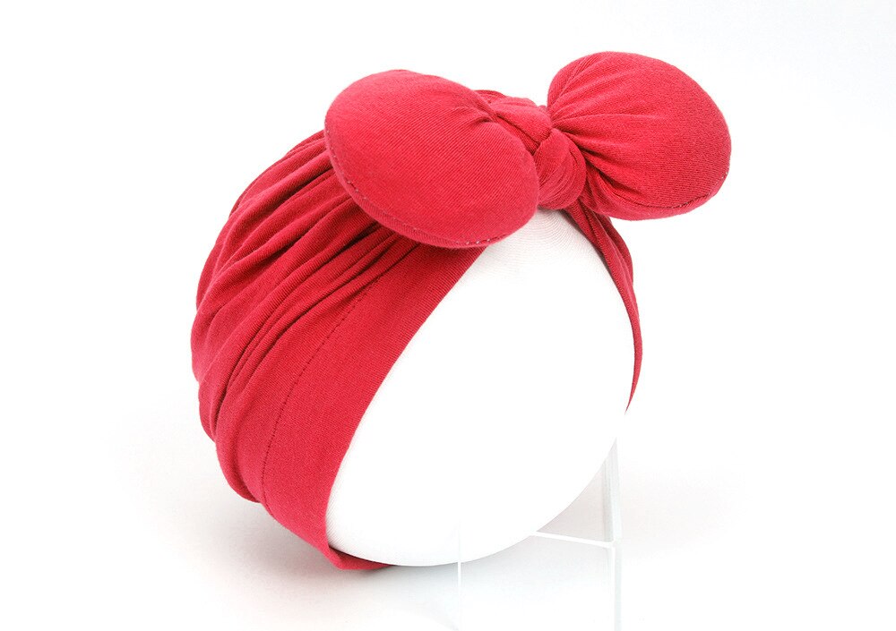 Baby Meisje Hoeden Baby Puur Katoen Strik Caps Kinderen Zachte Tulband Kids Headwrap Effen Kleur Mutsen Haaraccessoires: 11