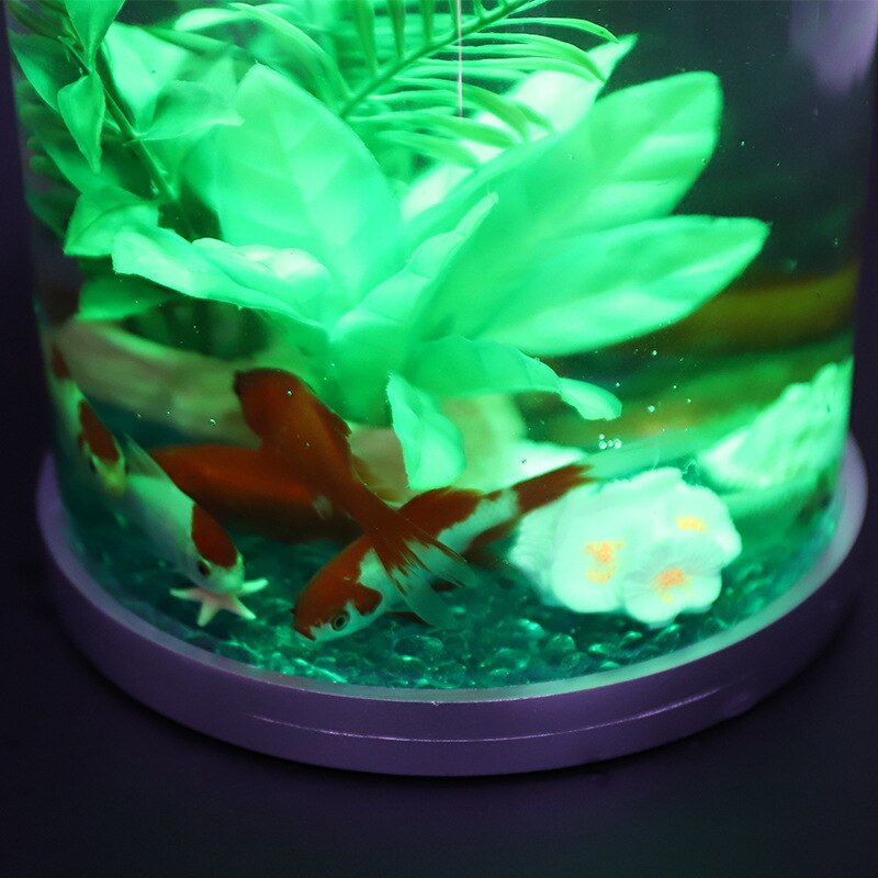LeChong Mini Aquarium Fish Tank With Light No Need To Plug In Small Turtle Tank Office Table Desktop Aquatic Fighting Fish Tank