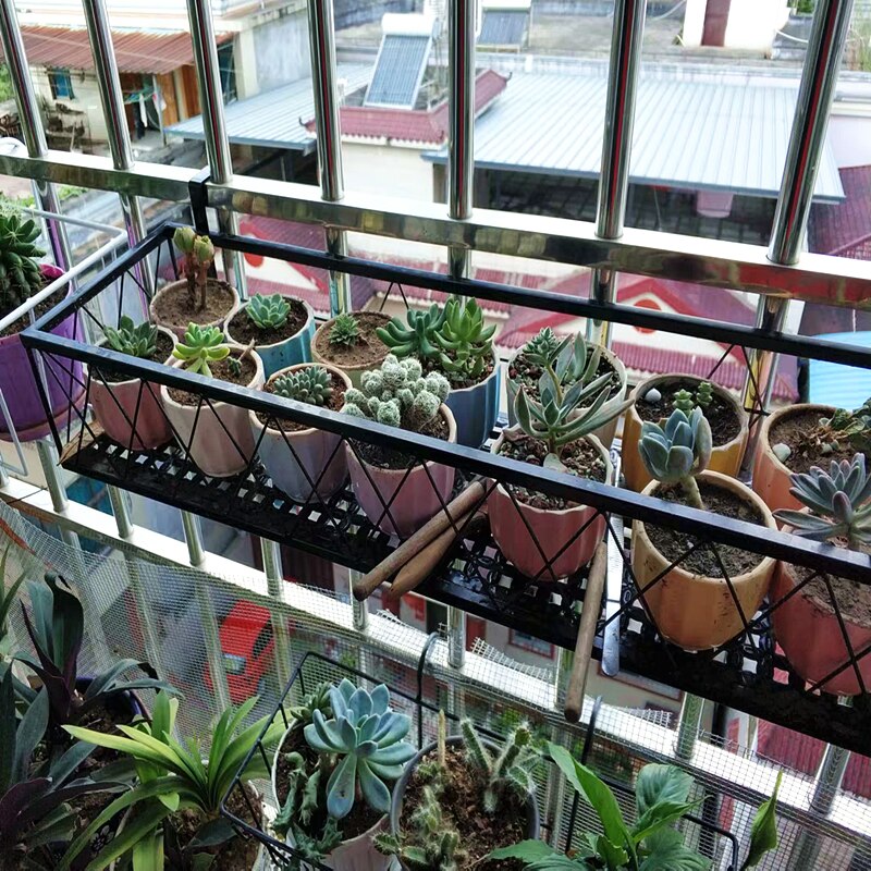 Balcony flower rack hanging wrought iron railing wall hanging flower pot rack guardrail multi-layer rack hanging shelf window
