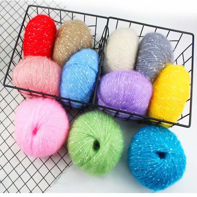 Fil mélangé coloré de laine de Crochet de tricotage de ligne de Mohair teint fin 50 mètres/fil de coton anti-boulochage de boule pour le travail d'aiguille