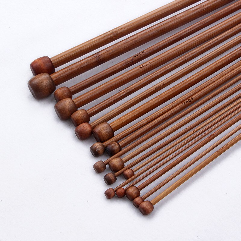 36PCs/Set 2-10mm Bamboo Handle Crochet Hooks Knit Weave Yarn DIY Craft Single Pointed Knitting Needle Accesories 25/35cm long