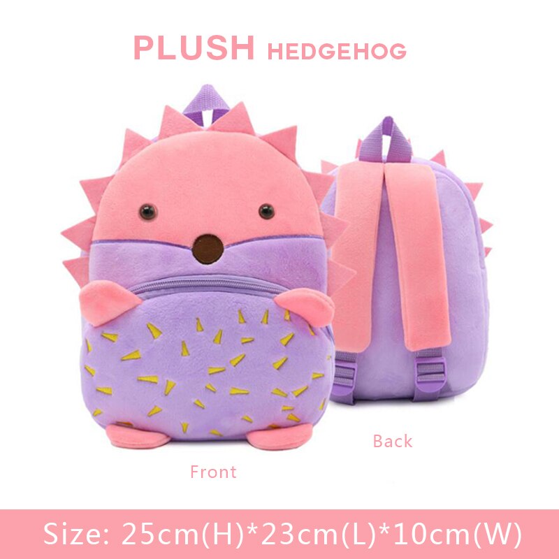 BOBDOG 3D Animal Plush Children Backpacks kindergarten Schoolbag Kids Backpack Children School Bags Girls Boys Back: Hedgehog