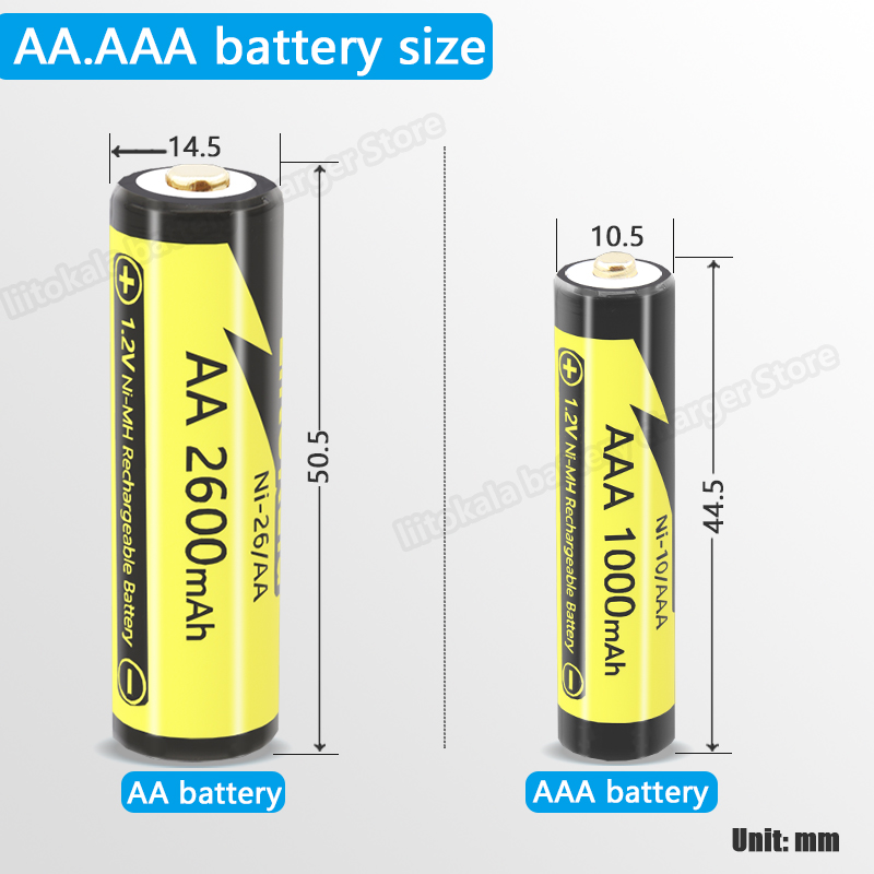 4-50PCS LiitoKala Ni-10/AAA 1.2V 1000mAh AAA NI-MH Rechargeable Batteries For Shaver Flashlight Camera NIMH Pre-charged Battery